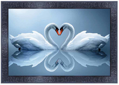 pnf Swan Wall Painting Synthetic frame with Acrylic Sheet (Glass)11541 Digital Reprint 10.5 inch x 13.5 inch Painting(With Frame)