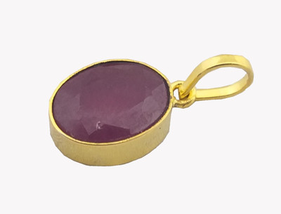 Seashines 5.25 RATTI RUBY (MANAK) STONE STUDDED IN GOLD PLATED PENDENT Ruby Copper