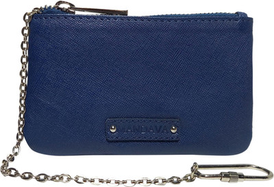 MANDAVA Genuine Leather with Suede Lining Dark Blue Unisex Key Chain Pouch Pouch