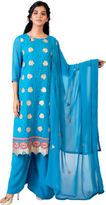 Ilakshi Floral Print Kurta, Palazzo & Dupatta Set
