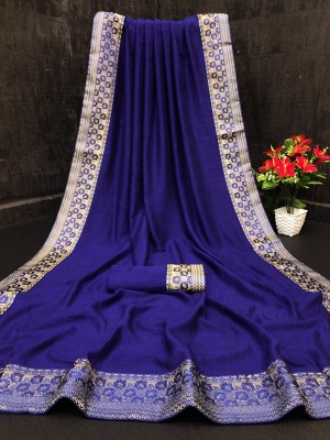 Krishi Fab Solid/Plain Daily Wear Art Silk Saree(Blue)