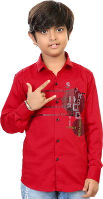 STUD APPARELS Boys Printed Casual Red Shirt