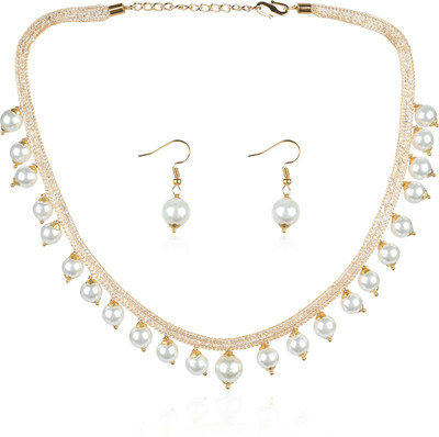 Mad Club Alloy Gold-plated White Jewellery Set(Pack of 1)