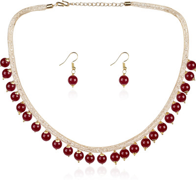 Mad Club Alloy Gold-plated Maroon Jewellery Set(Pack of 1)