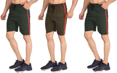 Dia A Dia Solid Men Green Gym Shorts