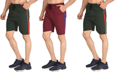 Dia A Dia Solid Men Red, Green Basic Shorts