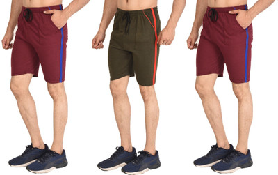 Dia A Dia Solid Men Red, Red, Green Basic Shorts