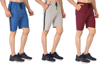 Dia A Dia Solid Men Blue, Red, Grey Basic Shorts
