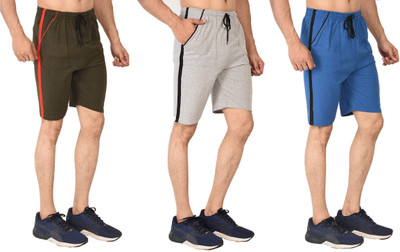 Dia A Dia Solid Men Grey, Green, Blue Basic Shorts