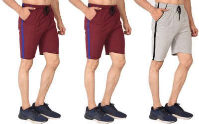 Dia A Dia Striped Men Red, Grey Basic Shorts