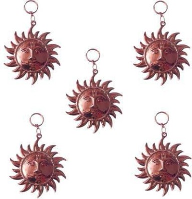 Radha Pack Of 5 Pcs Sun Face/mask Surya Suraj Antique Wall Hanging Decorative Showpiece  -  10.5 cm(Brass, Copper)