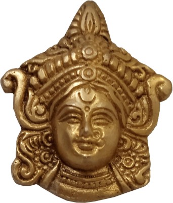 Purpledip Brass Idol Goddess Durga: Wall Hanging Small Plaque Decorative Showpiece  -  1 cm(Brass, Gold)