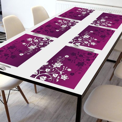 Wishland Rectangular Pack of 6 Table Placemat(Purple, PVC)