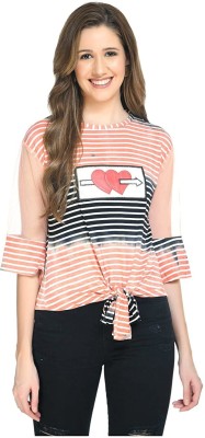 Dee Nonu Casual Striped Women Orange Top