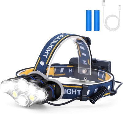 Care 4 8 LED Rechargeable Headlamp 8 Modes with White Red LightS Torch(Multicolor, 9 cm, Rechargeable)