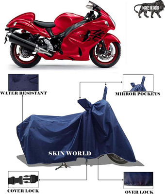 SKIN WORLD Two Wheeler Cover for Suzuki(Gixxer SF 250, Blue)