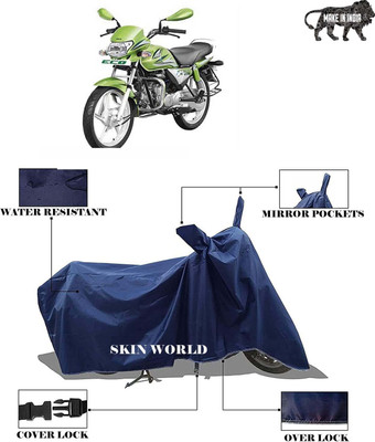 SKIN WORLD Two Wheeler Cover for Hero(HF Deluxe BS6, Blue)
