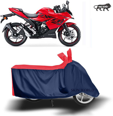 SKIN WORLD Two Wheeler Cover for Suzuki(Gixxer, Red)