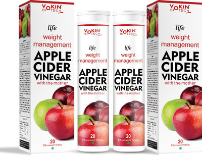 Vokin Biotech Apple Cider Vinegar 20 Effervescent Tablets Weight loss & Boost Immunity pack of 2(2 x 20 Tablets)