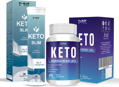 Vokin Biotech Keto Advanced 60 Caps With keto Slim Effervescent Water Soluble 20 Tab Free(2 x 60 No)