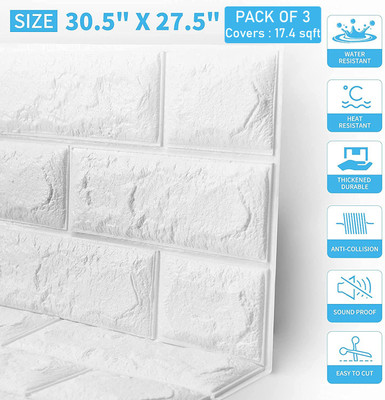 STYLE HOMEZ Embossed Architecture White Wallpaper(L x W: 77 cm x 70 cm, Pack of 3)