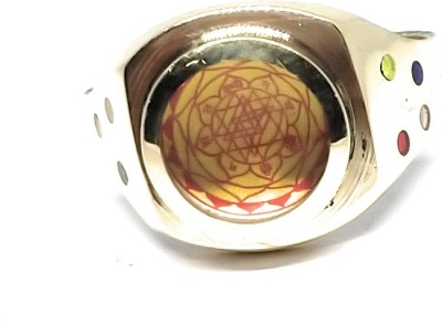 Astrosale Shree Yantra Ring In Gold Plated With Seven ( 7 ) Para Brass Yantra(Pack of 1)