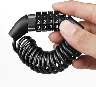 SRPHERE SPRING LOCK-Bicycle lock Password Device Anti-Theft Durable 4 Number Long Spring Cable Lock(Black)