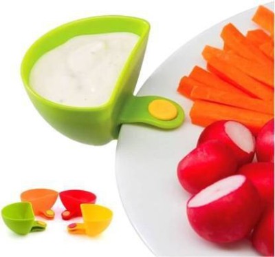HUEX Plastic Sauce Bowl Mini Kitchen Plate Partners Plastic Dip Clip Bowl Cup(Pack of 4, Multicolor)