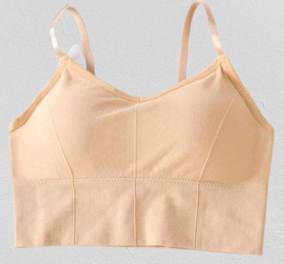 DIKKLATE Women Sports Lightly Padded Bra(Beige)