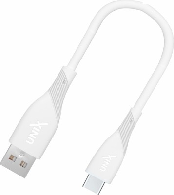 Unix USB Type C Cable 2 A 0.3 m Short Length | Power Bank Cable | 4.0 MM Cable Wire |(Compatible with All USB Type C Supported Devices, White, One Cable)