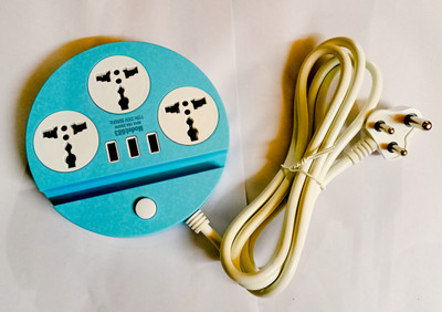 paliwalcreation Extension Board 3 USB Ports and 3 Socket Hexagon Charging Station 10 A Three Pin Socket
