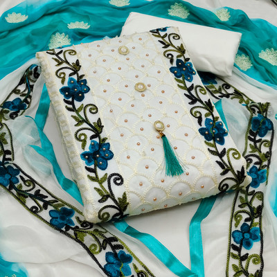 Sanila Cotton Blend Embroidered Salwar Suit Material