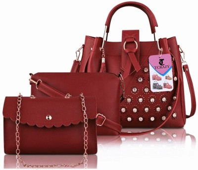 TCRAZY Women Maroon Messenger Bag(Pack of: 3)