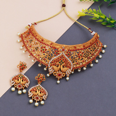 NM CREATION Alloy Gold-plated Gold Jewellery Set(Pack of 1)