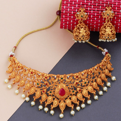 Paola Alloy Gold, Red, Green Jewellery Set(Pack of 1)