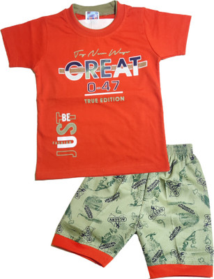 Ni Kids Baby Boys & Baby Girls Casual T-shirt Shorts(Orange)