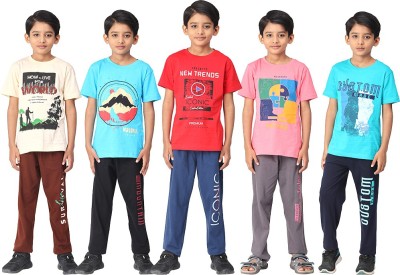 DSP Trends Boys Casual T-shirt Track Pants(SANDAL,CYAN,RED,CORAL,SKYBLUE)