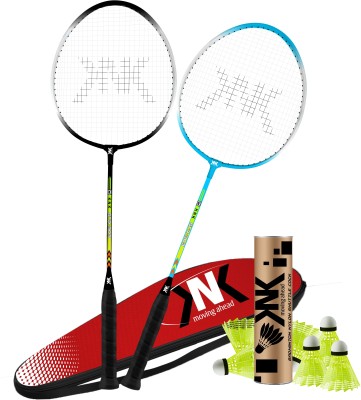 KNK Aluminium Single Shaft Badminton Set With Badminton Cover 6 Piece Nylon Shuttle Badminton Kit