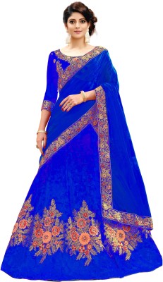 Trijal Fab Embroidered Semi Stitched Lehenga Choli(Light Blue)