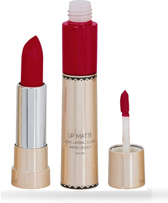 Emijun 2 IN 1 KISS PROOF & SMUDGE PROOF MATTE FINISH LIPSTICK RED(RED, 8 g)