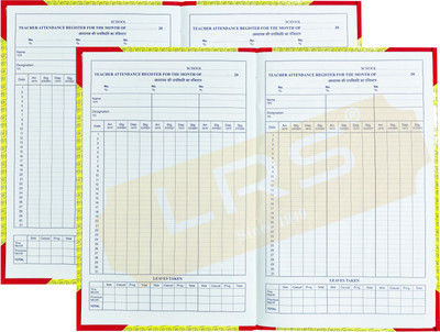 LRS Teacher Attendance Register with Time and Signature In and Out 100 Pages - Pack of 2 - 32*20 cm 3-Part Teacher Attendance Register(1 Sets)