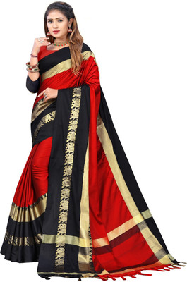 umanta Embellished Dharmavaram Silk Blend Saree(Red)