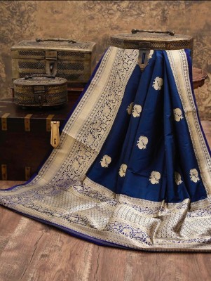 SGF11 Woven Kanjivaram Pure Silk, Art Silk Saree(Dark Blue)