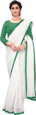 Aruna Sarees Floral Print Bollywood Net Saree(White)