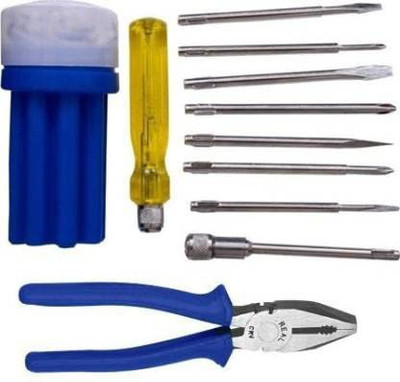 Exotic Arcade Combo of 9 Pcs Screwdriver Set and 8 Inch Plier || Combination Screwdriver Set(Pack of 10)