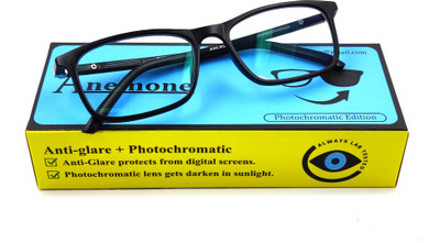 Anemone Rectangular, Spectacle Sunglasses(For Men & Women, Clear, Black)