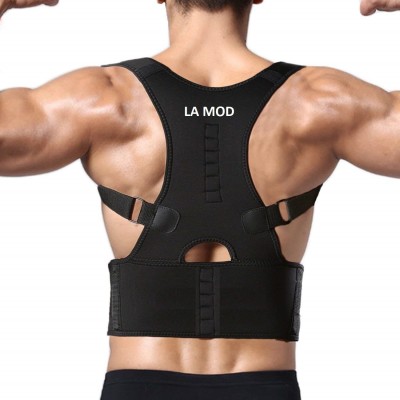 LE IN Magnetic Posture Corrector Belt, Shoulder Back Pain, Abdomen Support etc-Black Back Support(Black)