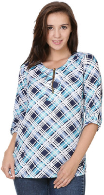 BASE 41 Casual Printed Women Blue Top