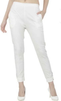 italian threads Slim Fit Women White Trousers