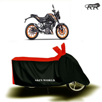 SKIN WORLD Two Wheeler Cover for KTM(125 Duke, Red, Black)